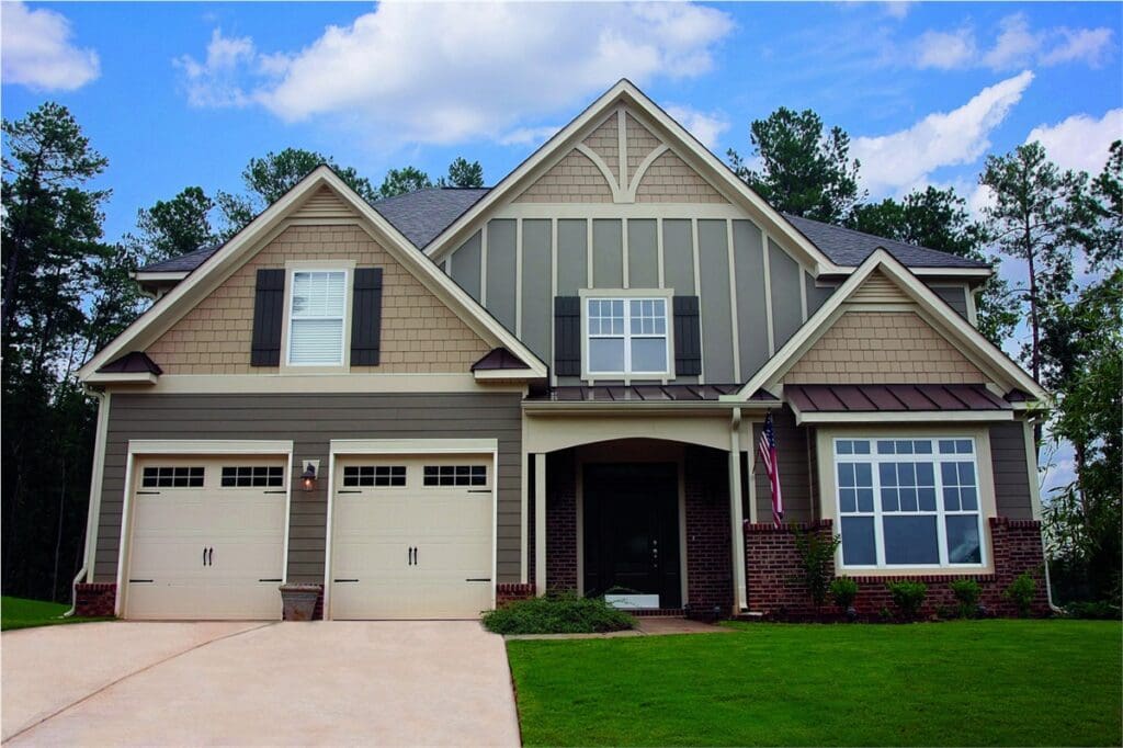 Exquisite residence showcasing the allure of brand-new James Hardie Siding, expertly installed by HXHome Solutions for enduring elegance and durability.